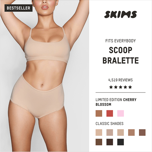 DPA ad created by goodAds.ai for Skims in 1:1 dimension