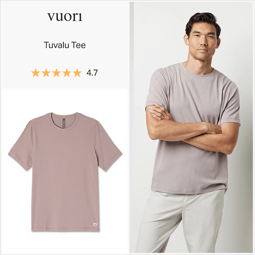 DPA ad created by goodAds.ai for Vuori in 1:1 dimension