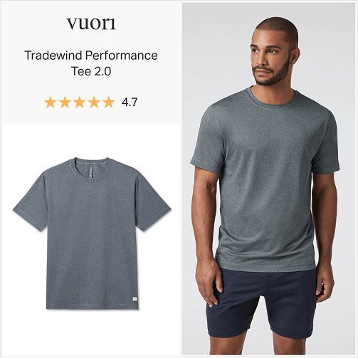 DPA ad created by goodAds.ai for Vuori in 1:1 dimension