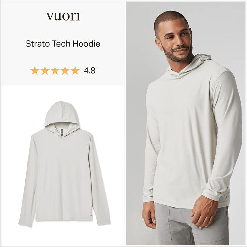 DPA ad created by goodAds.ai for Vuori in 1:1 dimension