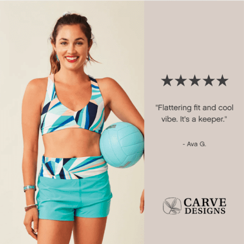 Carve Designs catalog creative featuring product-level customer review content