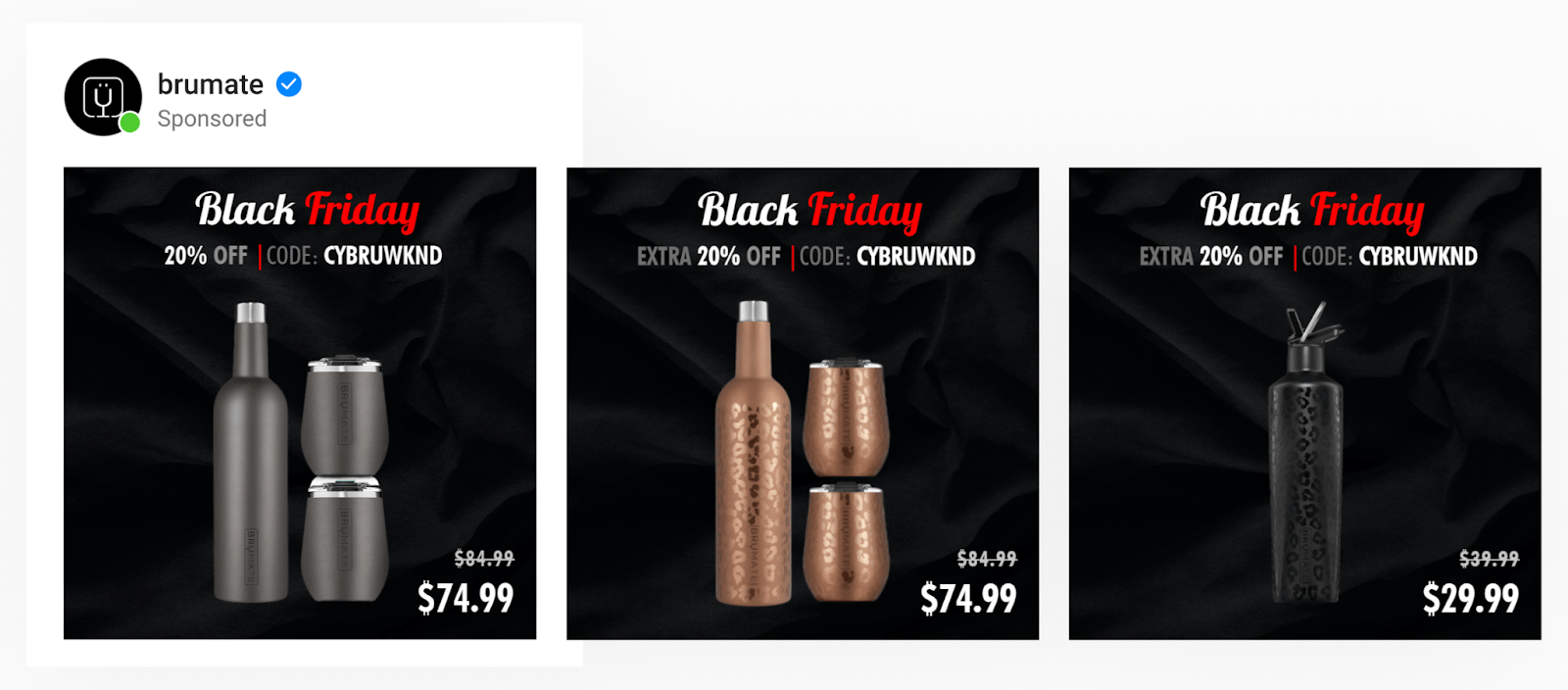 A catalog template with black background and Black Friday promo text with cut-price to highlight the brand’s promotion