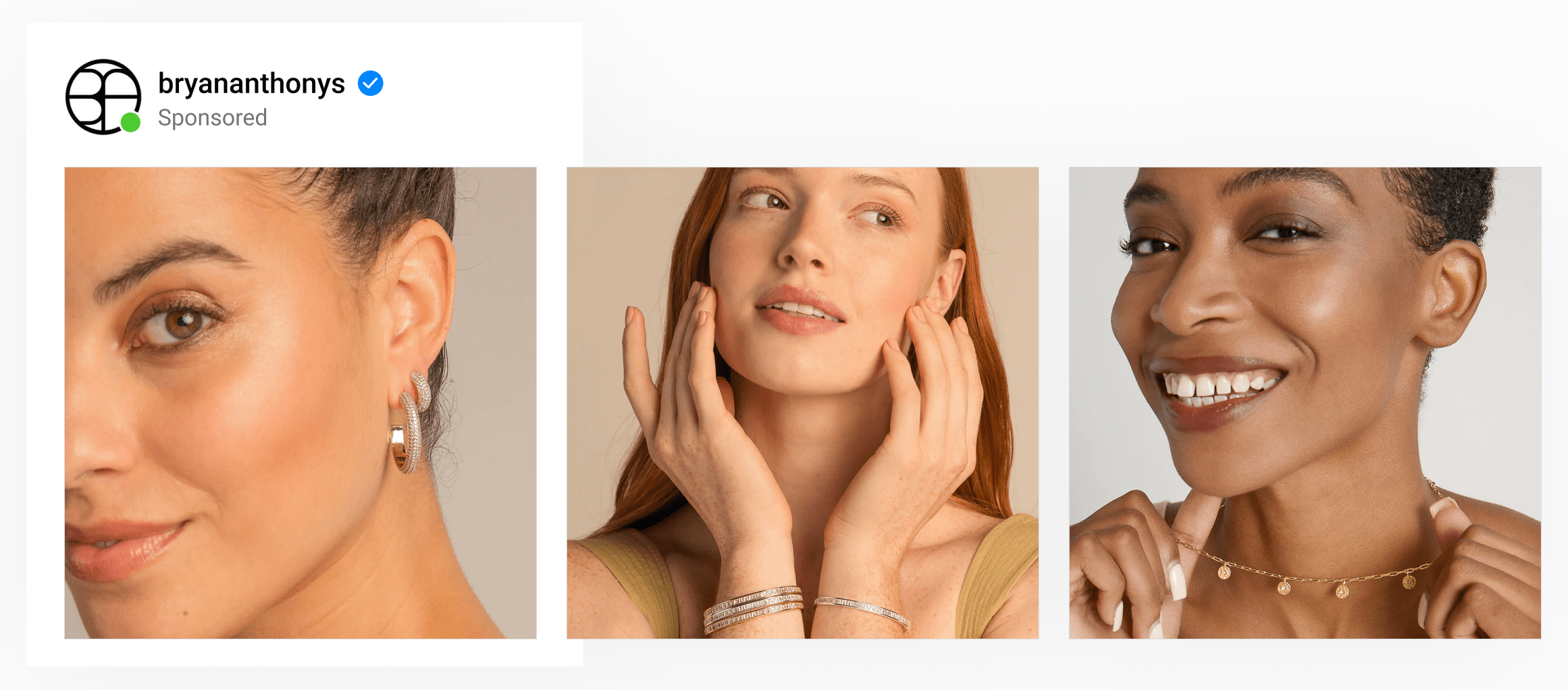 A designed catalog by a women's jewelry brand with lifestyle images of women wearing earrings and necklaces.