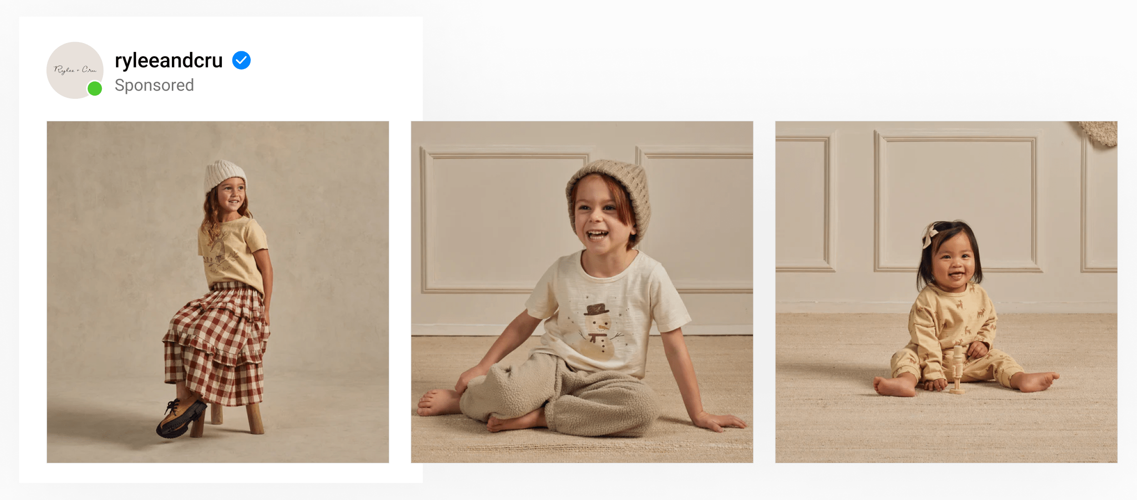 A designed catalog by children's clothing brand with lifestyle images of kids.