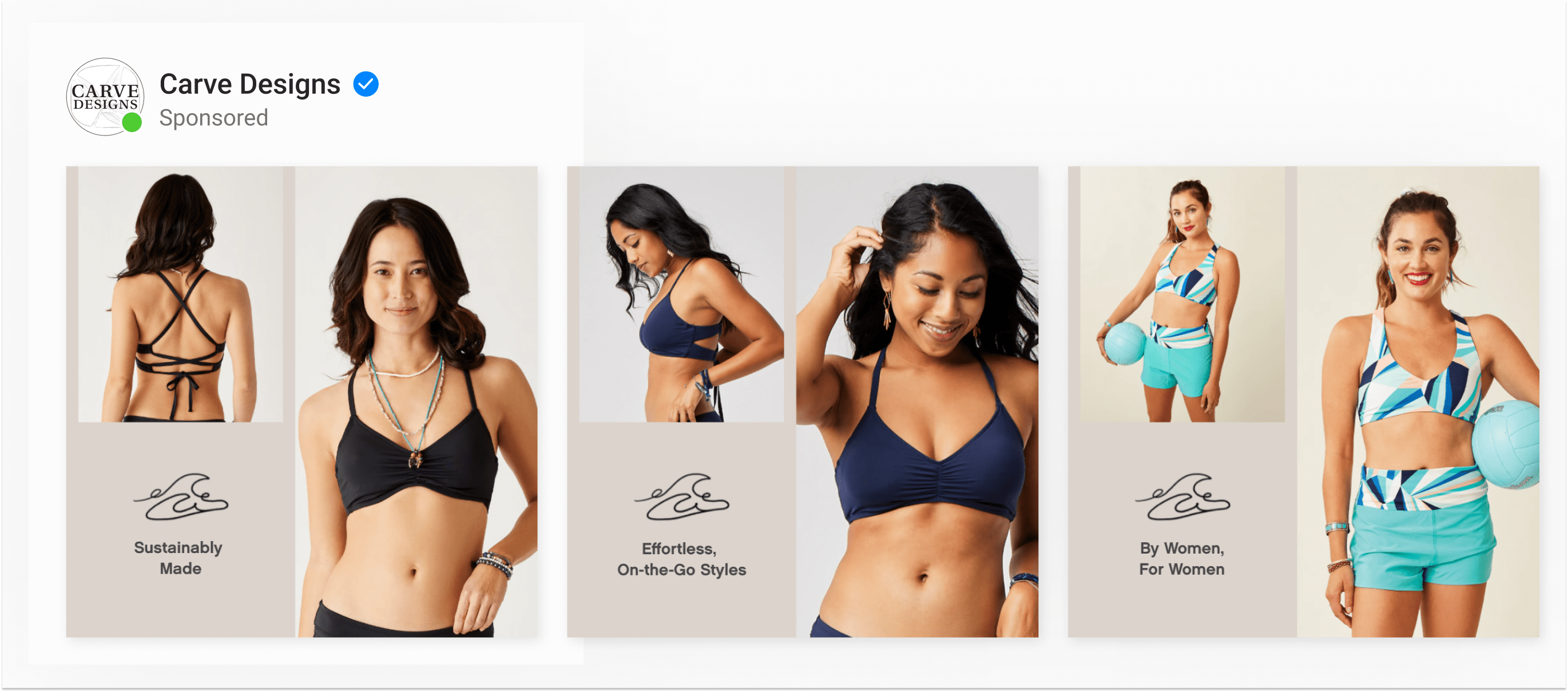 Example of a Branded Catalog ad designed using Socioh's Branded Catalog tool for apparel brand Carve designs