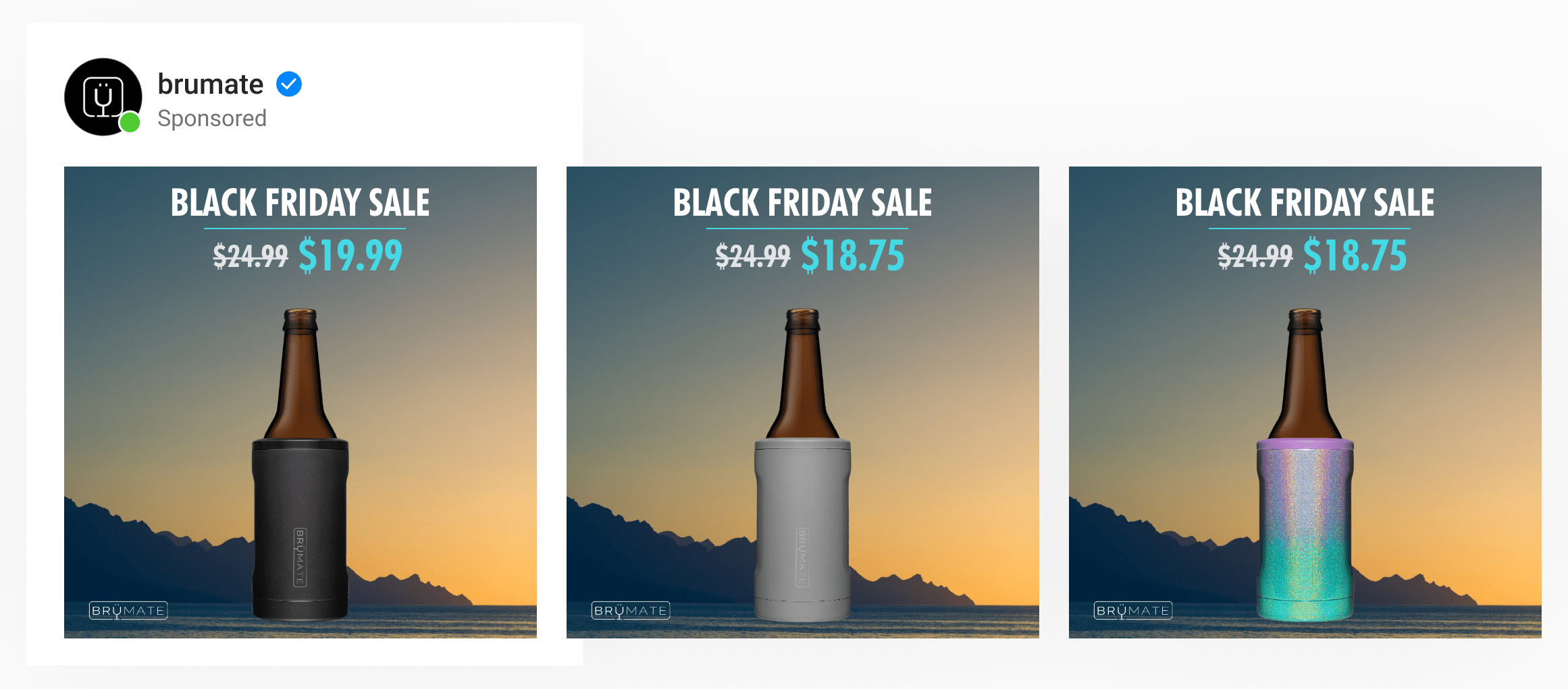 A background-removed dynamic ad template by drinkware brand Brumate with Black Friday messaging & slashed product price