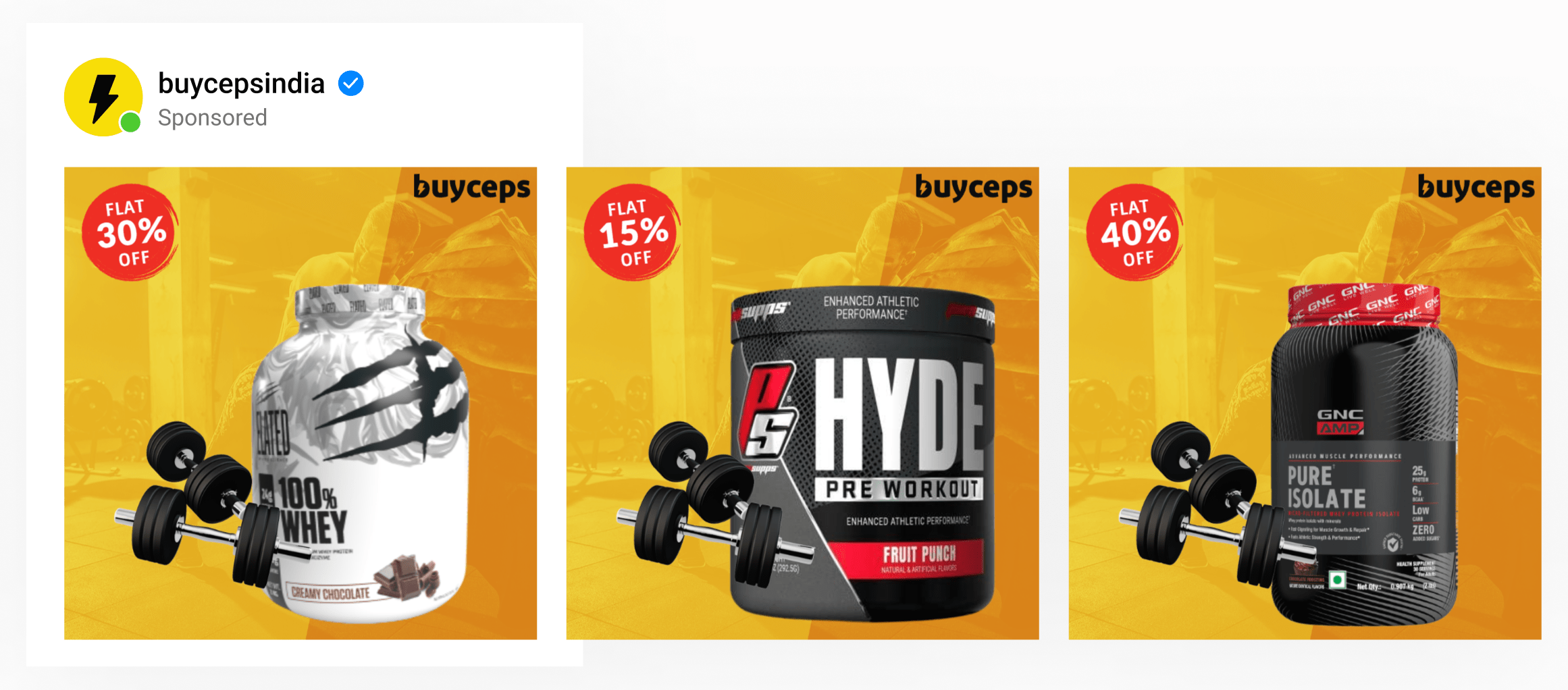 A background-removed dynamic catalog ad by supplement brand Buyceps with a discount badge and on-brand design.