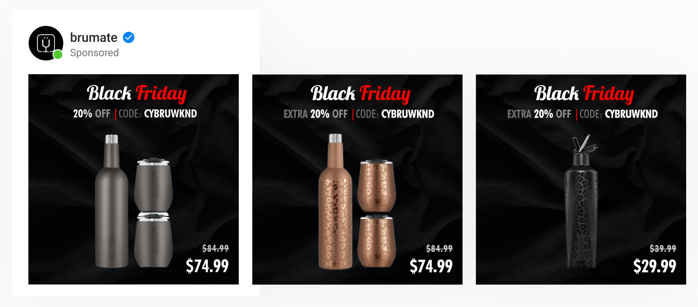 A background-removed dynamic catalog ad by a drinkware brand with Black Friday messaging & slashed product price