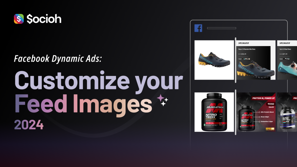 Black banner with an image of a product with a plain white background alongside an images of the same product in a beautifully designed template. Text says